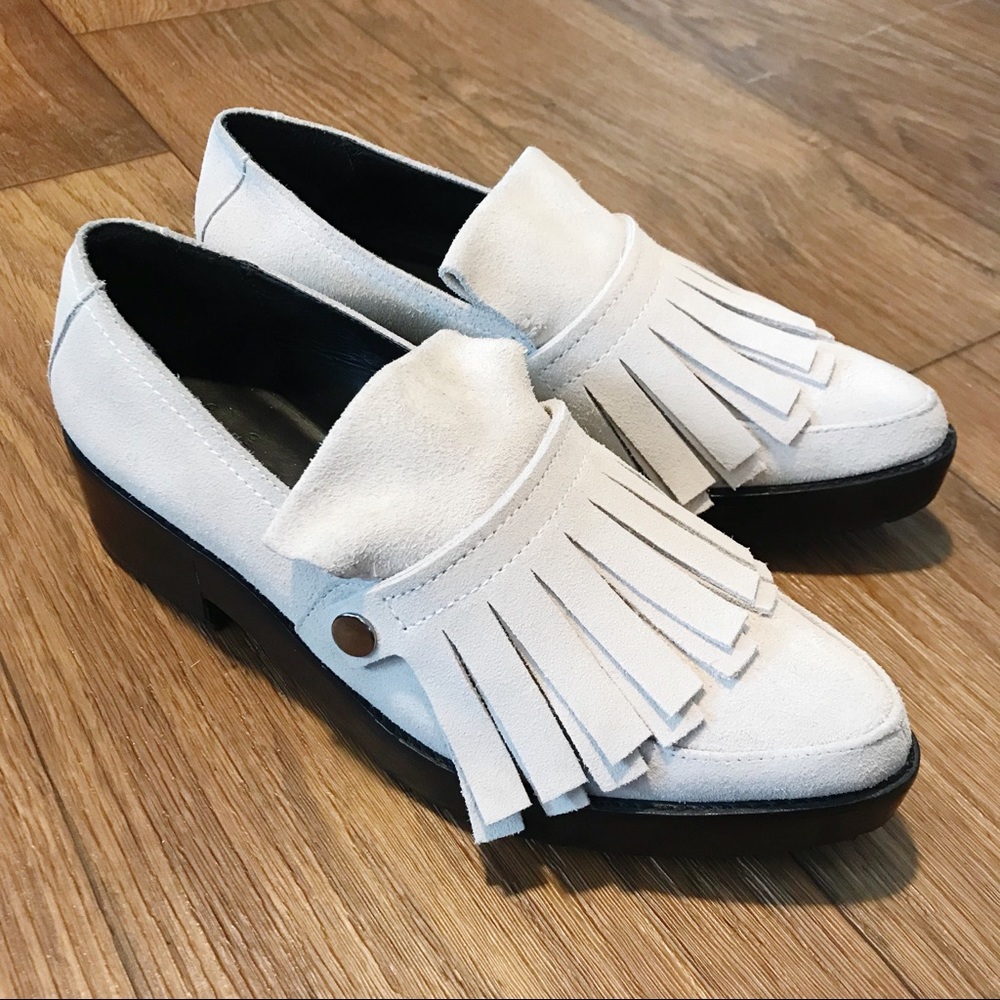 PRICE DROP: Tibi Esmae Grey Suede Fringe Loafer
